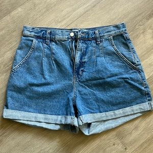 Top shop high rise denim shorts with front pleat size 8